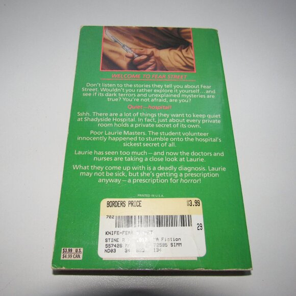 R.L. Stine Fear Street The Knife Vintage Paperback Horror 1990s - Picture 3 of 3